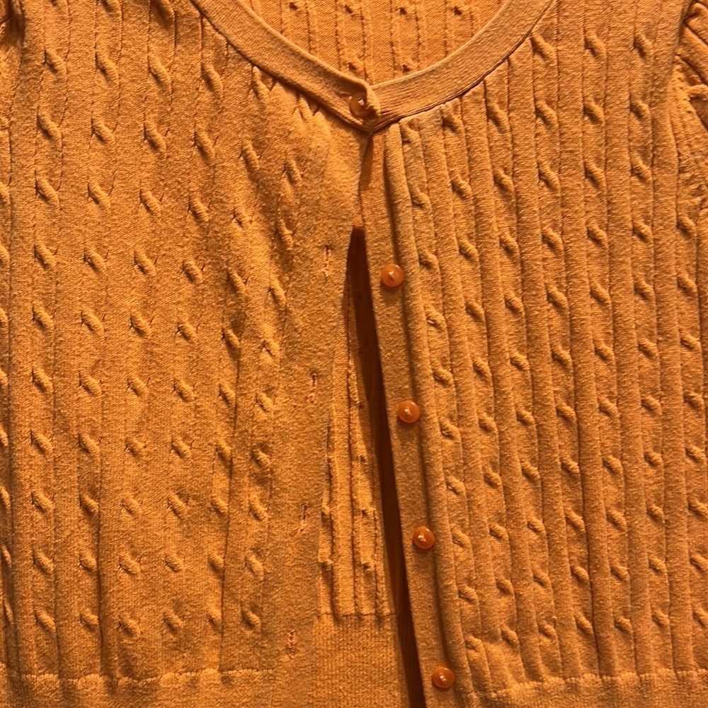 Orange Short-sleeved button up knot cardigan. Orange L